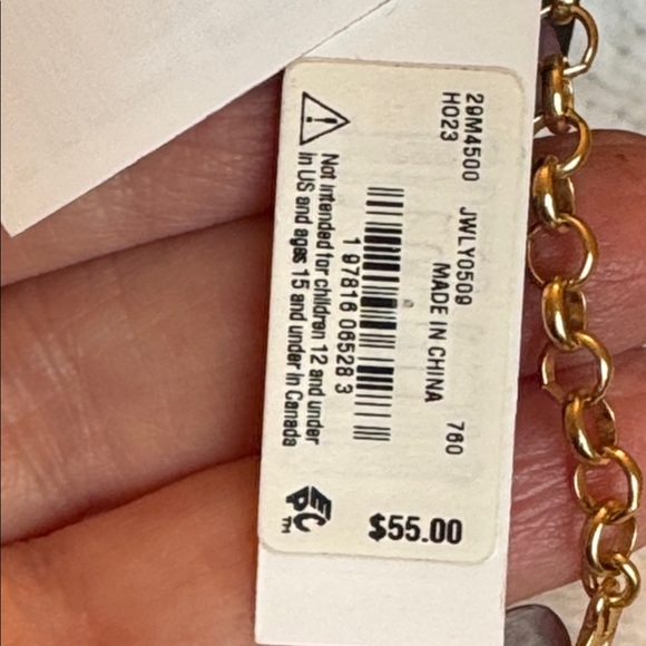 Lucky Brand Gold Silver Rhinestone Multi-Layer Necklace NWT Missing one stone - Picture 5 of 10